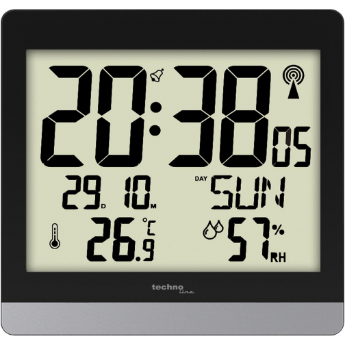Technoline klok WS 8014, digitaal, radiogestuurd, ft 20 x 2,9 x 18,9 cm
