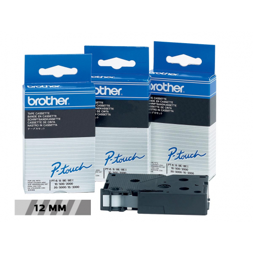 Brother TC tape voor P-Touch 12 mm, zwart op transparant