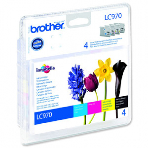 Brother bundelverpakking bevat 4 inktcartridges LC970