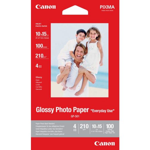 Canon fotopapier GP-501 Glossy, ft 10 x 15 cm, 210 g, pak van 100 vel