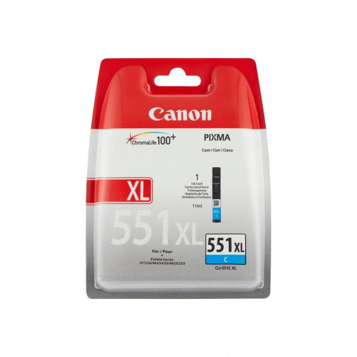 Canon inktcartridge CLI-551C-XL, 695 pagina's, OEM 6444B001, cyaan