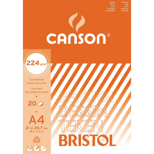 Canson tekenblok Bristol ft 21 x 29,7 cm (A4)