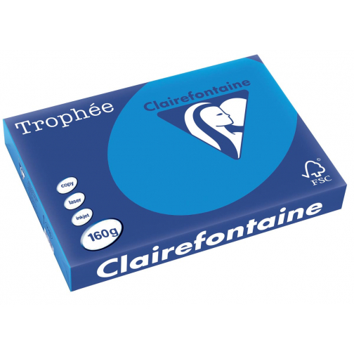 Clairefontaine Trophée Intens, gekleurd papier, A3, 160 g, 250 vel, turkoois
