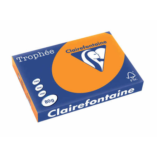 Clairefontaine Trophée Intens, gekleurd papier, A3, 80 g, 500 vel, feloranje