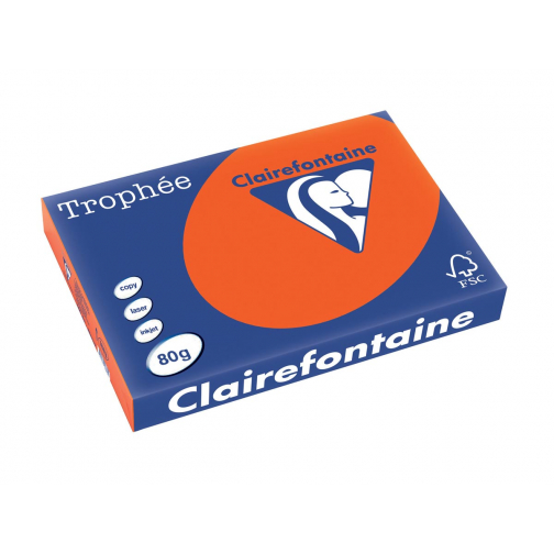 Clairefontaine Trophée Intens, gekleurd papier, A3, 80 g, 250 vel, kardinaalrood