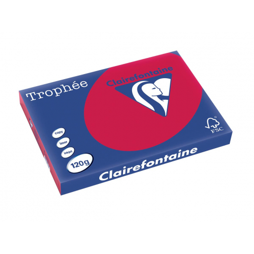 Clairefontaine Trophée Intens, gekleurd papier, A3, 120 g, 250 vel, kersenrood