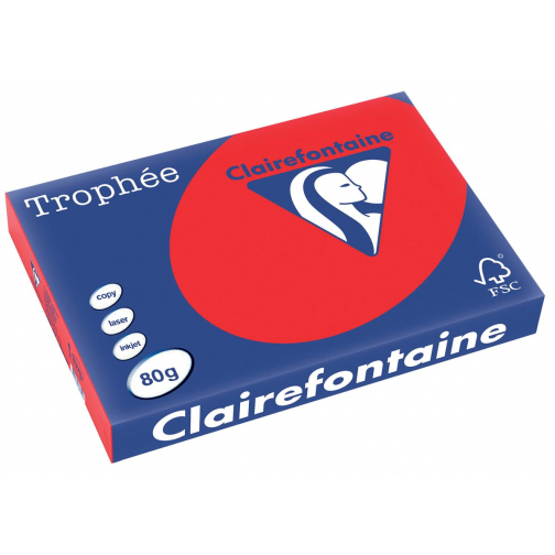 Clairefontaine Trophée Intens, gekleurd papier, A3, 80 g, 500 vel, koraalrood
