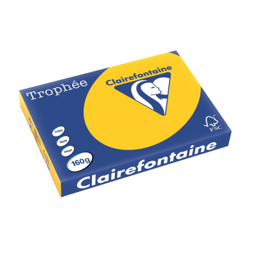 Clairefontaine Trophée Intens, gekleurd papier, A3, 160 g, 250 vel, zonnebloemgeel