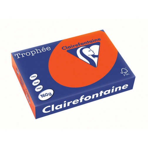 Clairefontaine Trophée Intens, gekleurd papier, A4, 160 g, 250 vel, kardinaalrood