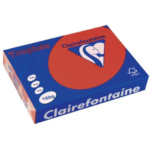 Clairefontaine Trophée Intens, gekleurd papier, A4, 160 g, 250 vel, kersenrood