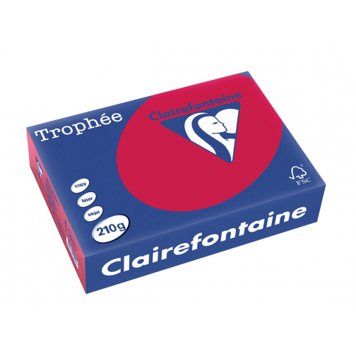 Clairefontaine Trophée Intens, gekleurd papier, A4, 210 g, 250 vel, kersenrood
