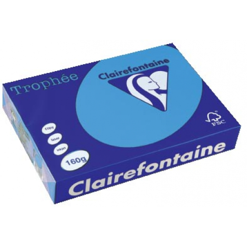 Clairefontaine Trophée Intens, gekleurd papier, A4, 160 g, 250 vel, koningsblauw