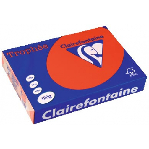 Clairefontaine Trophée Intens, gekleurd papier, A4, 120 g, 250 vel, koraalrood