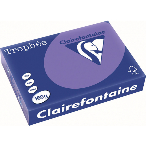 Clairefontaine Trophée Intens, gekleurd papier, A4, 160 g, 250 vel, violet