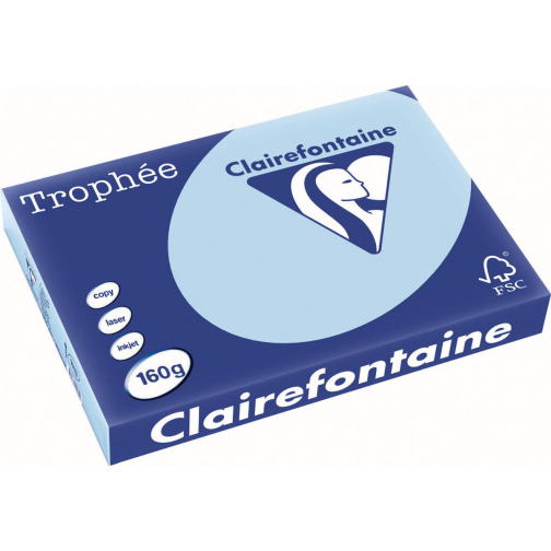 Clairefontaine Trophée Pastel, gekleurd papier, A3, 160 g, 250 vel, blauw