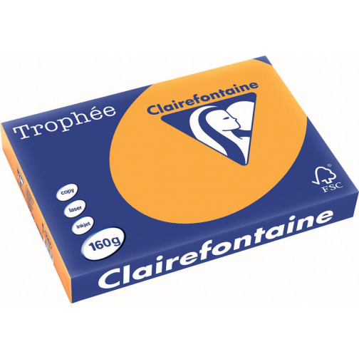 Clairefontaine Trophée Pastel, gekleurd papier, A3, 160 g, 250 vel, oranje