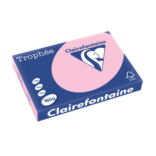 Clairefontaine Trophée Pastel, gekleurd papier, A3, 160 g, 250 vel, roze