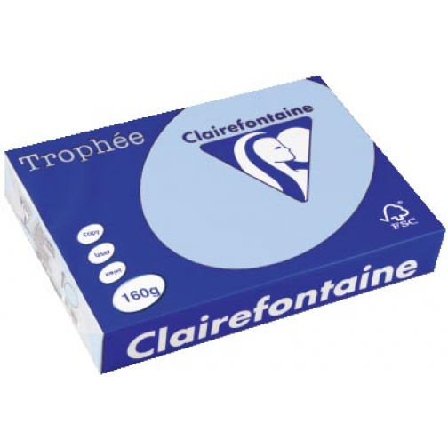 Clairefontaine Trophée Pastel, gekleurd papier, A4, 160 g, 250 vel, blauw