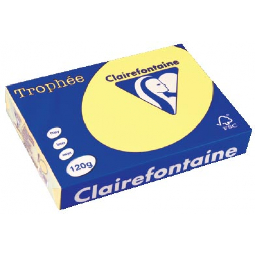 Clairefontaine Trophée Pastel, gekleurd papier, A4, 120 g, 250 vel, citroengeel