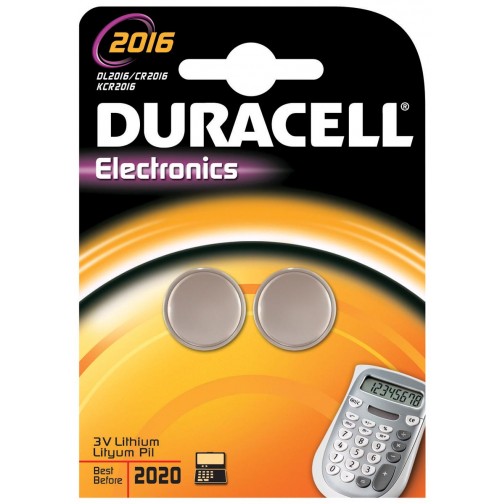Duracell knoopcel Electronics CR2016, blister van 2 stuks