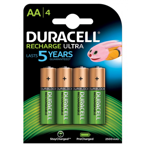 Duracell oplaadbare batterijen Recharge Ultra AA, blister van 4 stuks