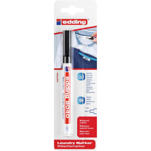 Edding wasgoedmarker e-8040/1 zwart, op blister
