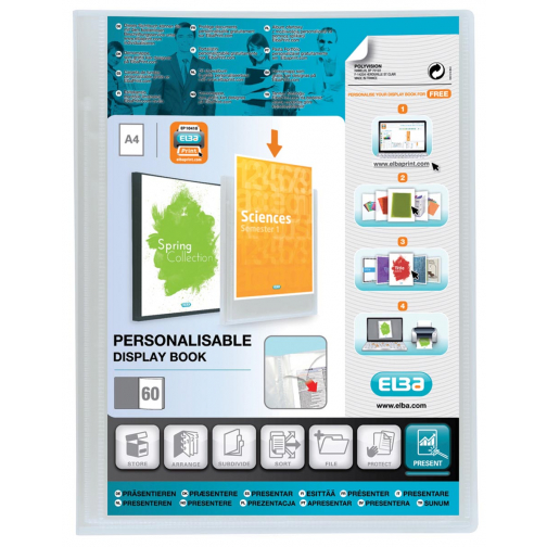 OXFORD Polyvision personaliseerbare presentatiealbum, formaat A4, uit PP, 60 tassen, transparant