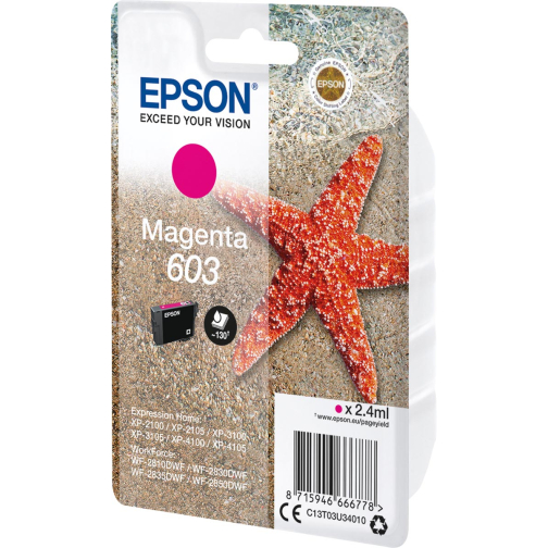 Epson inktcartridge 603, 130 pagina's, OEM C13T03U34010, magenta