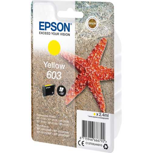 Epson inktcartridge 603, 130 pagina's, OEM C13T03U44010, geel
