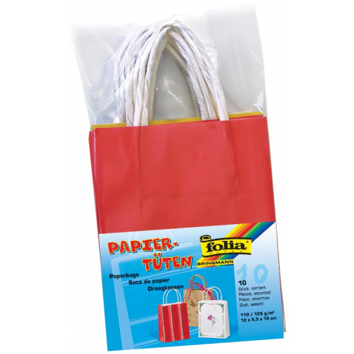 Folia papieren kraft zak, 110-125 g/m², geassorteerde kleuren, pak van 10 stuks