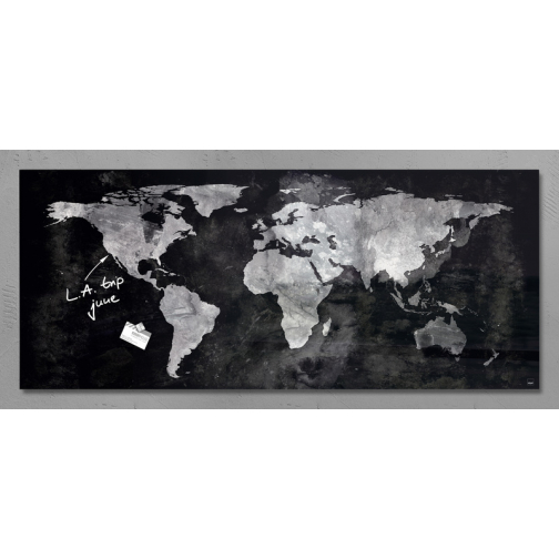 glasmagneetbord Sigel Artverum 1300x550x12mm wereldkaart