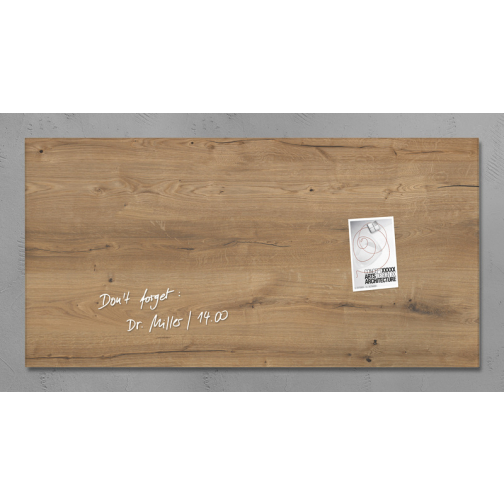 glasmagneetbord Sigel Artverum 910x460x15mm Natural Wood