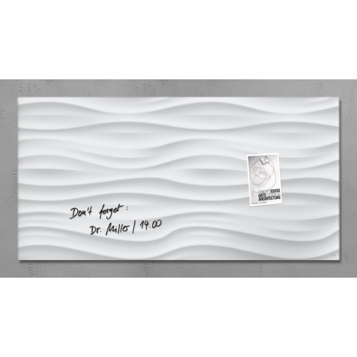glasmagneetbord Sigel Artverum 910x460x15mm White Wave