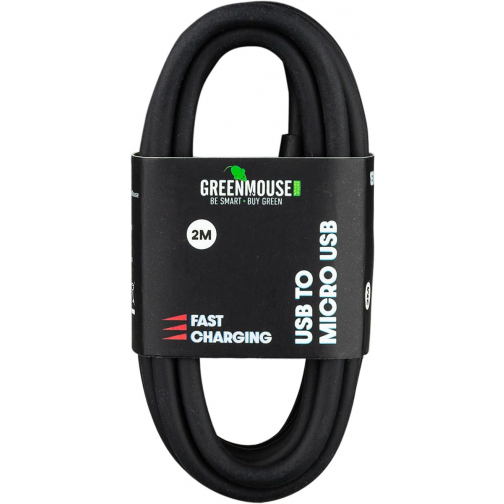Greenmouse kabel, USB-A naar micro-USB, 2 m, zwart