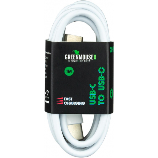 Greenmouse kabel, USB-C naar USB-C, 1 m, wit