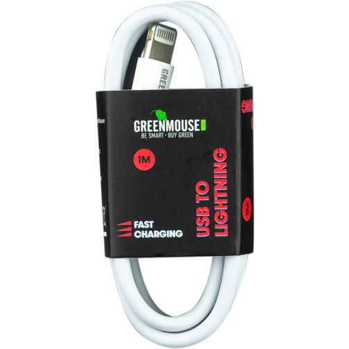 Greenmouse Lightning kabel, USB-A naar 8-pin, 1 m, wit