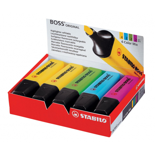 STABILO BOSS ORIGINAL markeerstift, doos van 10 stuks in geassorteerde kleuren