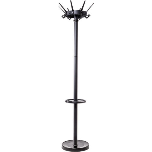 Maul kapstok caligo metaal, hoogte 175 cm, 32 kledinghaken met parapluhouder, zwart RAL 9004