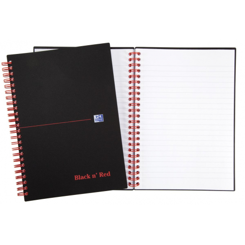 Oxford BLACK N' RED spiraalblok kunststof, 140 bladzijden ft A5, gelijnd