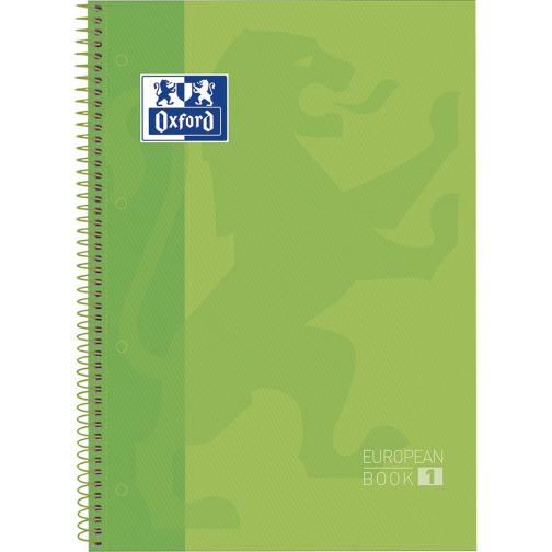 Oxford School Classic Europeanbook spiraalblok, ft A4+, 160 bladzijden, geruit 5 mm, groen
