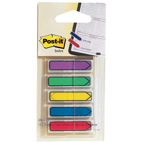 Post-it Index pijltjes, blister met 5 kleuren, 24 blaadjes per kleur