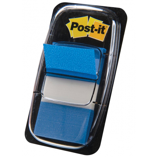 Post-it index standaard, ft 24,4 x 43,2 mm, houder met 50 tabs, blauw