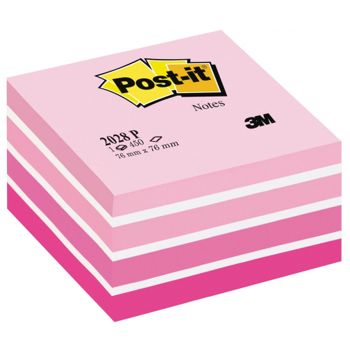 Post-it Notes kubus, 450 vel, t 76 x 76 mm, roze