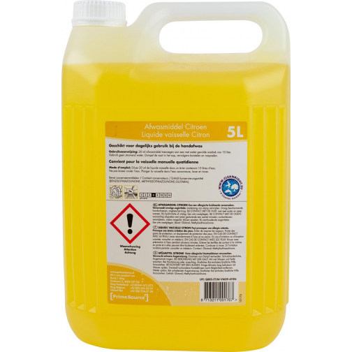 Primesource handafwasmiddel citroen, fles van 5 l