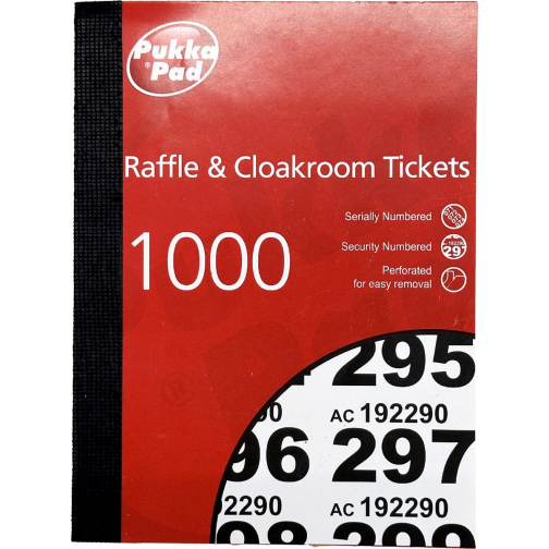 Pukka Pad genummerde loterij- en garderobetickets 1-1000