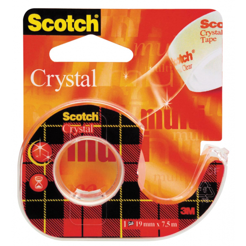 Scotch Plakband Crystal ft 19 mm x 7,5 m, blister met 1 afroller met 1 rolletje