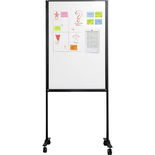 Smit Visual magnetisch whiteboard, verrijdbaar, gelakt staal, 120 x 75 cm