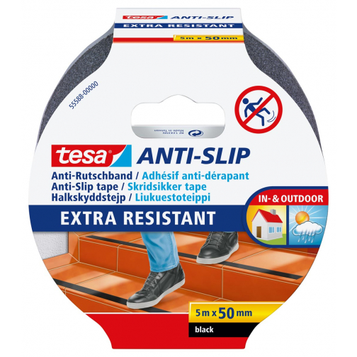Tesa anti-slip tape, ft 5 m x 50 mm, zwart