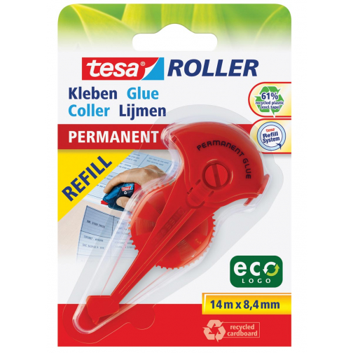 Tesa Roller navulling lijmroller permanent ecoLogo, ft 8,4 mm x 14 m, op blister