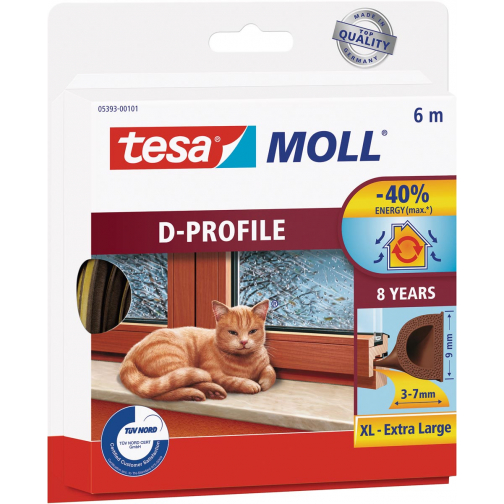 Tesa Moll Classic tochtstrip D-profiel, 6 m, bruin